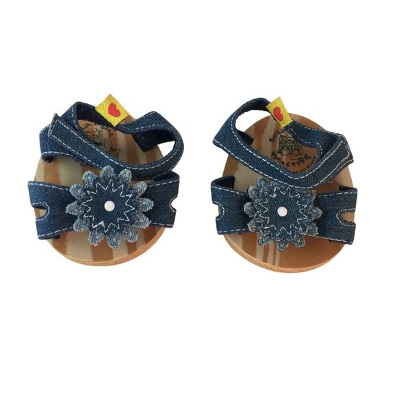 Build A Bear Clothes Pink Floral Shirt & Denim Skirt Sandals Sequin Purse Hanger - Picture 8 of 9